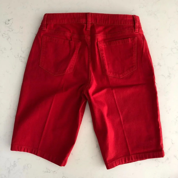 Lee Riders by Lee Casual Mid Rise Bermuda 5 Pocket Denim Jean Shorts Red Sz 6 - Picture 5 of 9
